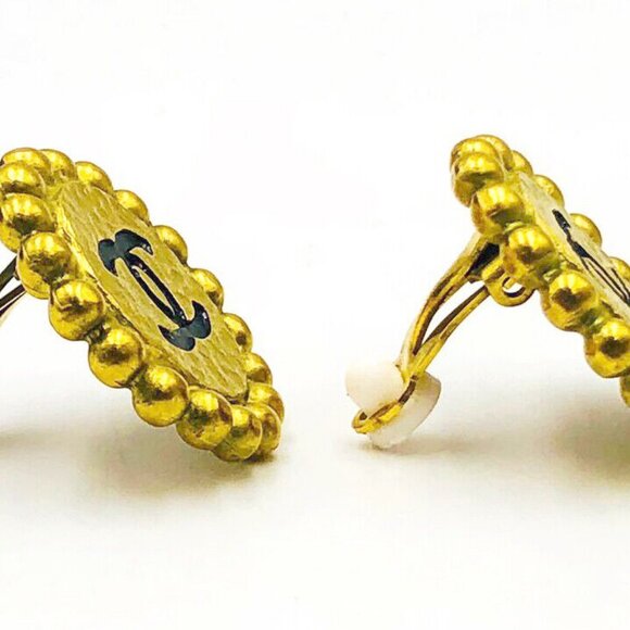 CHANEL CC Logos Round Clip-On Earrings Gold Tone 95P Auth w/Box p1113 - Picture 4 of 8